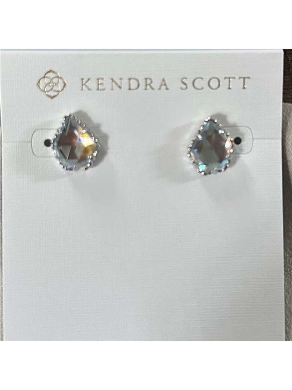 Kendra Scott Tessa Studs Rhodium Dichroic Glass earrings  NWT - Picture 5 of 6